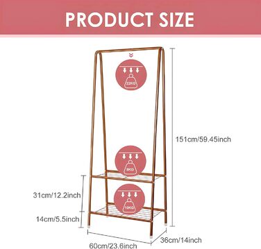 Стійка для одягу на колесах, Clothes Rack - міцна конструкція, стійка для зберігання одягу (колір: кавовий)