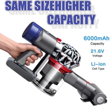 Замінний акумулятор V6 6.0Ah для пилососів Dyson V6 (DC62, DC58, DC59, DC61, DC62 Animal, DC72, DC74, SV03, SV04, SV05, SV06, SV07, SV09) + 2 фільтри