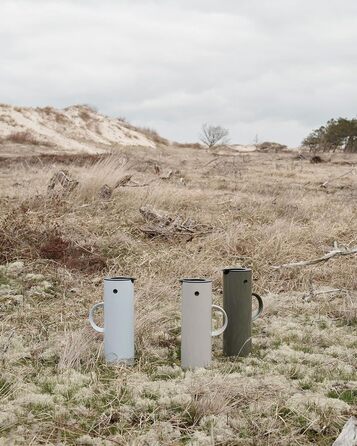 Термос Stelton EM77 - 1 літр, сірий | Зберігає тепло та холод, з скляною вставкою, для чаю та кави, вінтажний дизайн