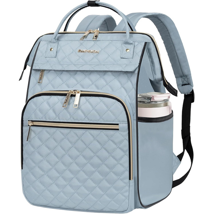 Жіночий рюкзак EMPSIGN з відділенням для ноутбука 17 дюймів. Стильний рюкзак для навчання, роботи, подорожей. Чорний, блакитний.