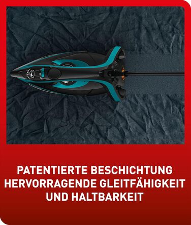 Tefal FV8066 Puregliss Steam Iron | 280 g/min Steam Boost | Vertical Steam | XL Water Filling Opening | Stable Rest | Anti-Scale System | Drip Stop | Auto Shut-Off | Black/Turquoise Black / Turquoise