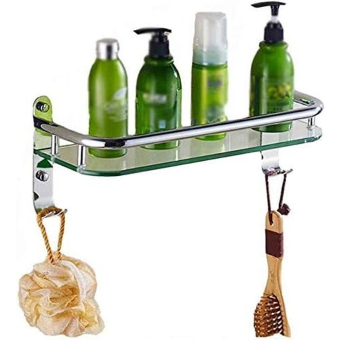 WDSOPK Bathroom Shelf 304 Stainless Steel Glass Shelf Bathroom Shelves Bathroom Wall Shelf (400mm)