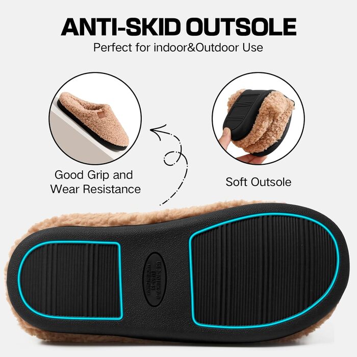 Зимові домашні тапочки для жінок та чоловіків, теплі, з ведмежого хутра, плюшеві, комфортні, з пам'яті ефекту, антиковзаючі, білі (44/45 EU, Коричневий)