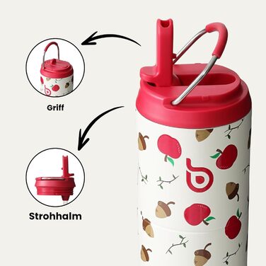 Пляшка для води BOTTLE BOTTLE 750 мл з соломинкою, кришкою та ручкою - не протікає, без BPA, подвійні стінки, ідеальна для спорту, подорожей та фітнесу