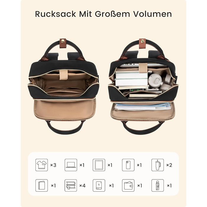 LOVEVOOK Рюкзак для жінок, 15.6 дюймів, для ноутбука, шкільний, для підлітків, з великою кишенею для пляшки, універсальний, для подорожей, елегантний, для роботи, на кожен день, для подорожей, Khaki Beige (Чорний, Білий, Коричневий)