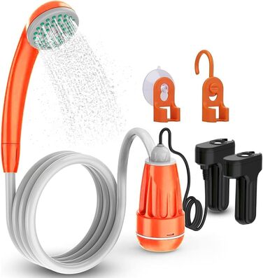 Кемпінгова душова кабіна Zooma з насосом, портативна душова для відпочинку на природі та саду (Orange 1, 2 батареї)