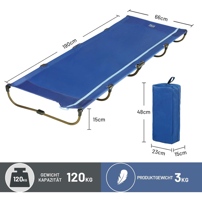 Легке туристичне ліжко Timber Ridge: складане, портативне, для кемпінгу та відпочинку на природі (120 кг)