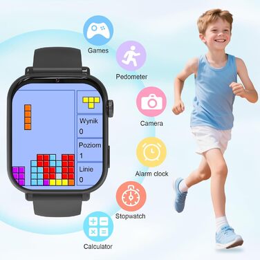 Дитячий розумний годинник GPS з телефоном та 4G, чорний: відеодзвінки, чат, шкільний режим, ігри, калькулятор, крокомір