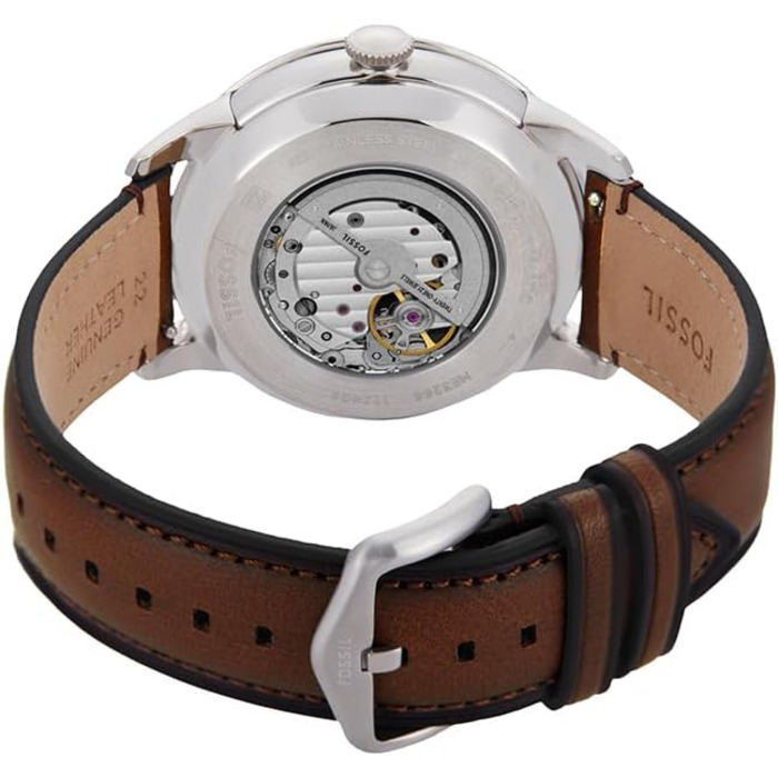 Годинник Fossil Townsman для чоловіків: механічний годинник з автоматичним заводом, корпус та браслет з нержавіючої сталі або шкіряний ремінь (44 мм, щетина верблюда)