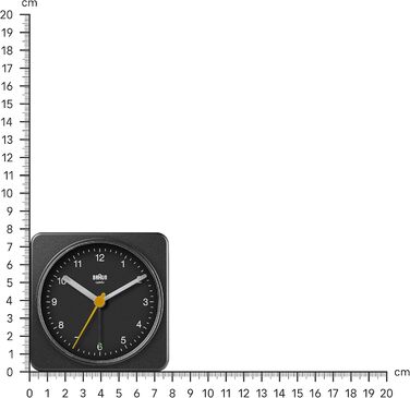 Braun Classic Analog Alarm Clock with Snooze Function and Light, Silent Quartz Movement, Crescendo Alarm, Black Model BC03B
