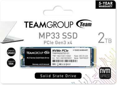TEAMGROUP MP33 2TB NVMe SSD M.2 PCIe Gen3 X4 - 1800/1500 MB/s