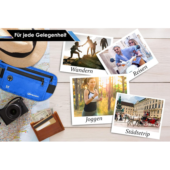 Чоловіча та жіноча поясна сумка - ультратонкий дизайн - для телефонів до 7 дюймів - ідеальна для спорту, подорожей та бігу. Стильна синя сумка.