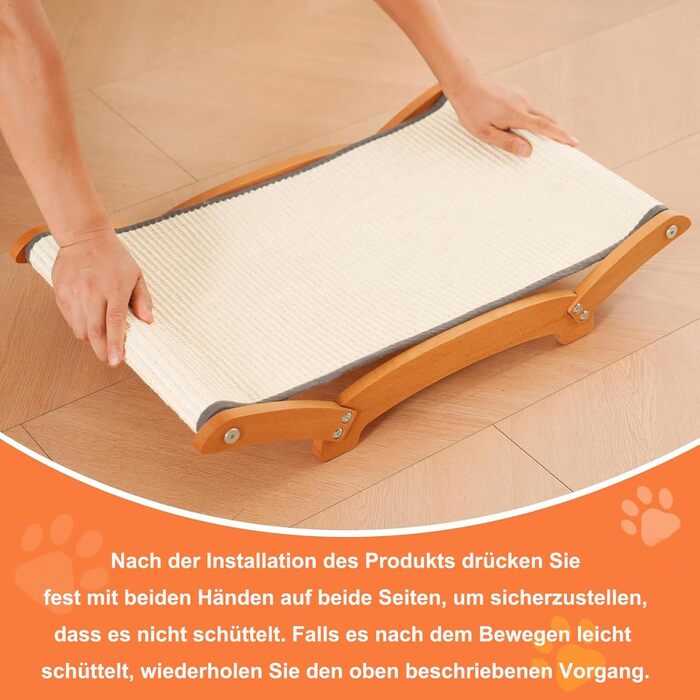 Кігтеточка-ліжко для котів з сизалю, масивне дерев'яне ліжко, кігтеточка-стілець, лежанка для котів, кігтеточка з сизалю, велика, для дому