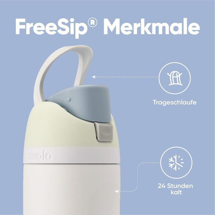 Пляшка для води Owala FreeSip 710 мл з соломинкою, нержавіюча сталь, ізольована, для спорту, фітнесу, подорожей - без BPA, колір Iced Breeze