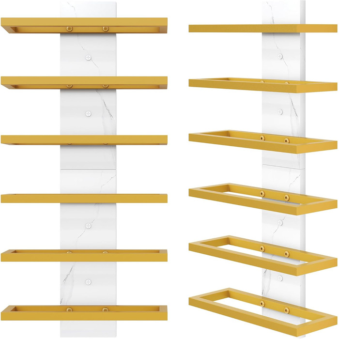 Настінна полиця для вина FAVOOOSTY з 3 рівнями, металева, для 6 пляшок, золота