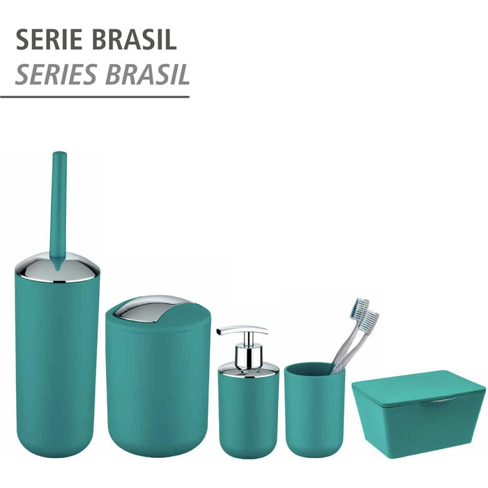 Дозатор мила WENKO Brasil, 0.32 л, пластик (TPE), 7.3 x 16.5 x 9 см, Petrol