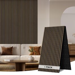 Акустична настінна панель з натурального шпона Темний дуб, 240x60x1.8 см (1.44 м²), дерев'яна панель для шумоізоляції вітальні, офісу та домашньої студії
