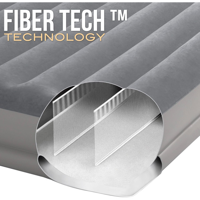 Надувний матрац Intex Dura-Beam Prestige Mid-Rise 152x203x30 см з USB-насосом, сірий - двомісний PVC матрац для дому та відпочинку