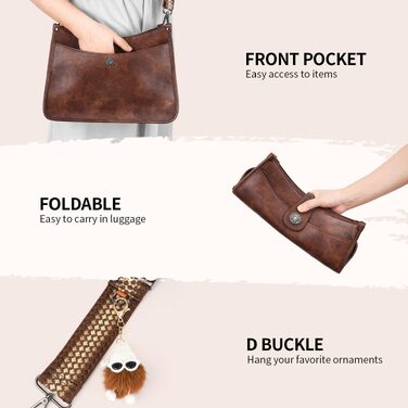 Сумка жіноча APHISON через плече коричнева середнього розміру, кросбоді, vegan leather, з широким ременем та 2 ремінцями, для подорожей