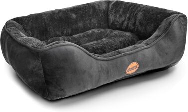 Nobleza Dog Bed for Small and Medium-Sized Dogs, Cats - Non-Slip Dog Basket with Super Soft Fiber Filling, Washable, Black, 67x57cm