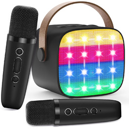 Дитяча караоке-машина з 2 мікрофонами, Bluetooth, світлові ефекти, для дівчаток та хлопчиків 3-12 років