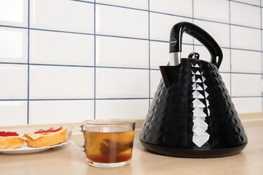 Eldom VENO Retro Kettle - 1.5L Capacity, 3000W Fast Boil, Vintage Design with Grid Pattern, Removable Scale Filter - White/Black Delux