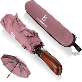 Чорний парасолька LOGAN & BARNES Dublin: штормостійкий, з дерев'яною ручкою, тефлонове покриття