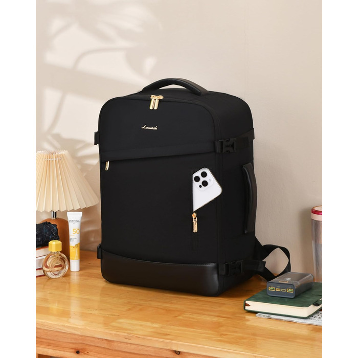 LOVEVOOK Рюкзак ручної об'єм 40L, 45x33x20cm: Рюкзак для подорожей та бізнесу, розширюваний, ручна поклажа, чорний