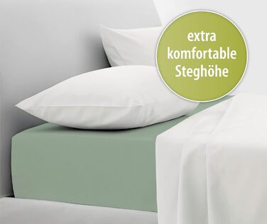 Blue Moon Bio Cotton Jersey Fitted Sheet - Fitted Sheet 160x200cm - Fitted Sheet, Fitted Sheet, Sheet 160 x 200 Organic Cotton GOTS Certified Ökotex Made in Green (Green, 140-160 x 200 cm)