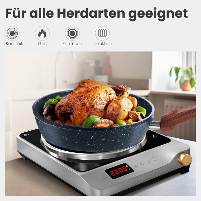 Набір посуду для індукційної плити DishDelight Granit 12 предметів з антипригарним покриттям блакитного кольору (каструлі, сковороди з кришками)