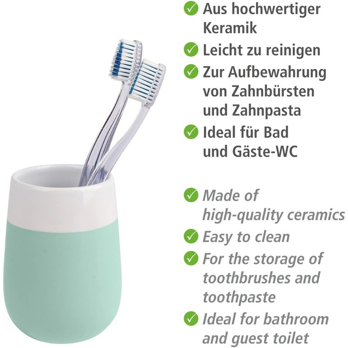 Дозатор для мила WENKO Malta, керамічний, 290 мл, білий (м'ятний/білий)