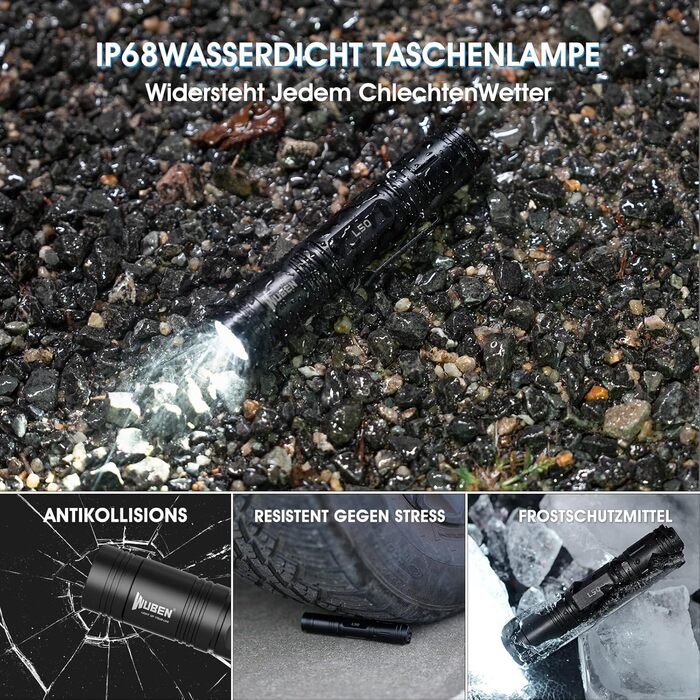 Ліхтарик WUBEN L50 LED 1200 Люмен, тактичний, водонепроникний IP68, USB-зарядка, 5 режимів, для кемпінгу, туризму, надзвичайних ситуацій