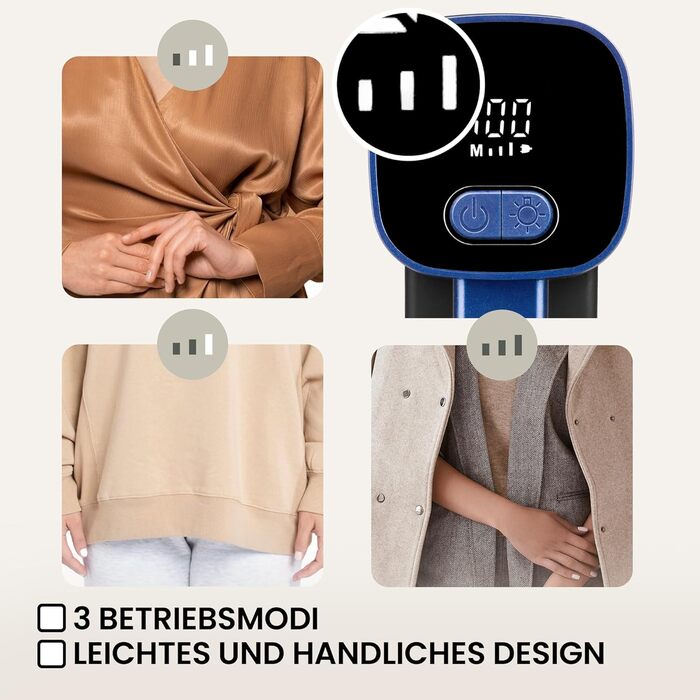 ZEEGMA LINTEE Чорний Фетрошліфувальник Електричний для різних тканин, 5W, 3 набори лез, 3 швидкості, контейнер 100 г, LCD дисплей, акумулятор 1800 mAh, LED підсвічування, USB-C кабель