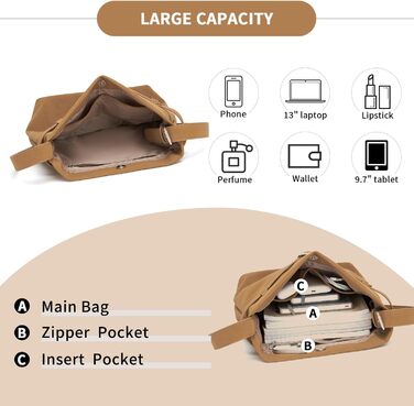 Сумка жіноча Miss Lulu велика шопер Tote Bag з м'якої PU шкіри, коричнева (2-4)