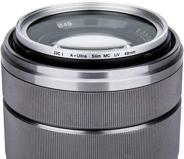 Фільтр JJC UV 49mm, ультратонкий, багатошарове покриття, захист від УФ-випромінювання, для об'єктивів Canon Sony DSLR з різьбою 49mm (Срібний)