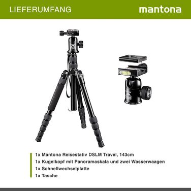 Штатив Mantona DSLM Travel - чорний, для камер, з кульковою головкою, до 5 кг