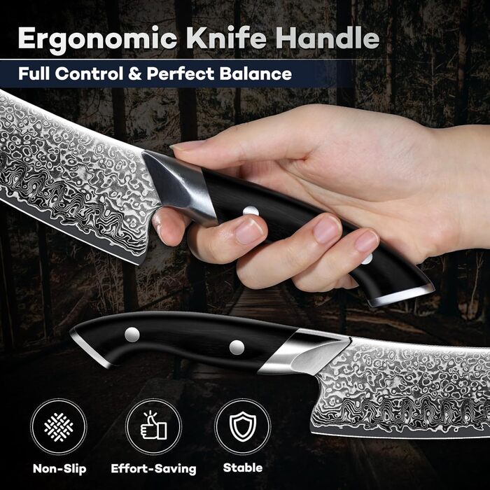 Японський ніж Dragon Riot Santoku з дамаської сталі, професійний кухонний ніж, ручної роботи, з подарунковою коробкою