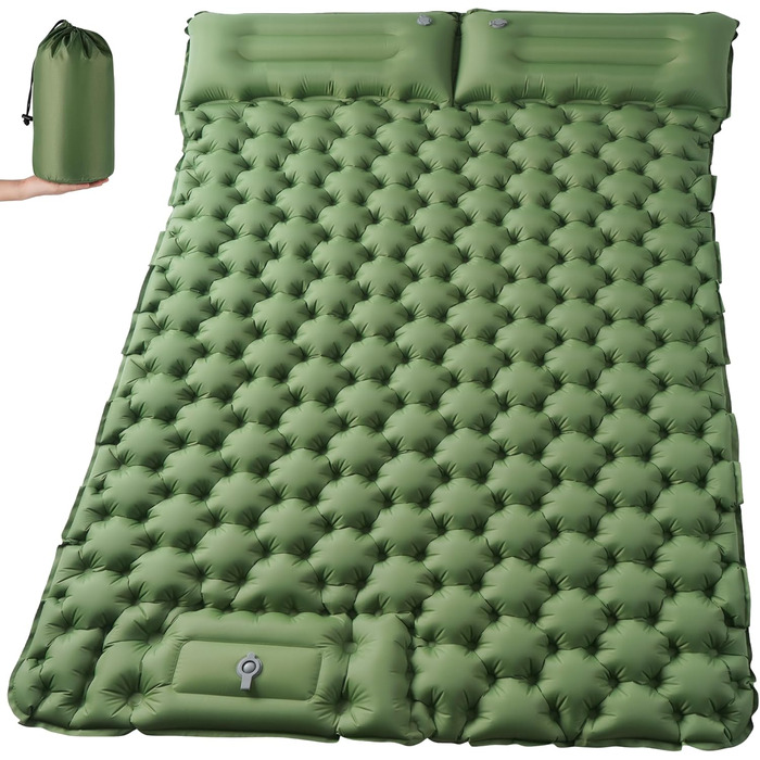 Isomatte Self-Inflating Camping Mat for 2 People - Thick & Extended Sleeping Pad with Air Pump - Lightweight Travel Mat for Camping, Hiking, Beach