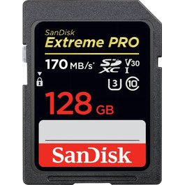 Карта пам'яті SanDisk Extreme PRO 128GB SDXC UHS-I Class 10 U3 V30, швидкість до 170МБ/с, чорна