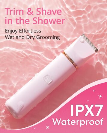 Електричний триммер для бікіні VG VOGCREST: безболісний жіночий депілятор для тіла, для рук, ніг, пахв та інтимної зони (рожевий, рожеве золото)