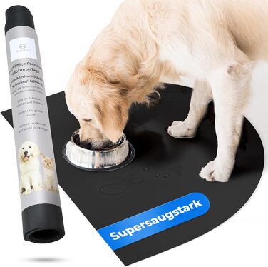 Підкладка під миску для котів та собак Miggo® Premium, чорна, 40x50 см, з екошкіри, неслизька