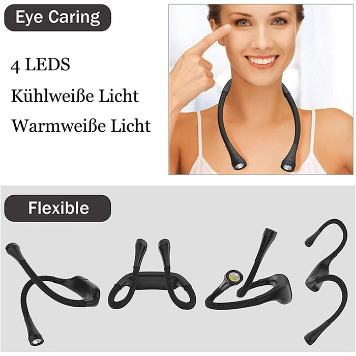 Ліхтарик для читання LED USB акумуляторний, диммер 3 режими, для рукоділля, ремонту, шиття, майстерні, риболовлі (Чорний, 2000mAh)