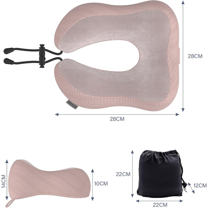 Подушка для шиї у вигляді хом'ятка, для подорожей, авто, офісу та дому (Рожева)