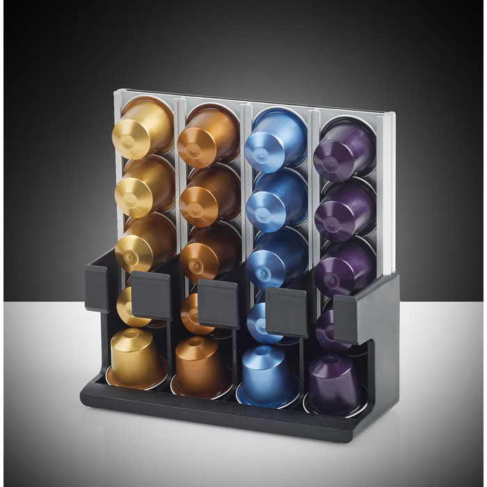 Тримач капсул Nespresso U-CAP ONE – органайзер для 40 капсул, ALU/пластик, срібно-чорний