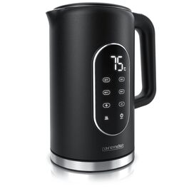 Електричний чайник Arendo з регулюванням температури, нержавіюча сталь, подвійні стінки Cool Touch, дисплей, бездротовий, 2200 Вт, 1.7л, захист від перегріву, функція підтримання тепла, чорний