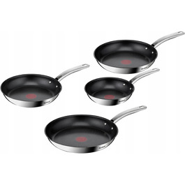 Набір сковорідок Tefal Intuition, 4 предмети, сріблясті, з антипригарним покриттям, 20/24/26/28 см