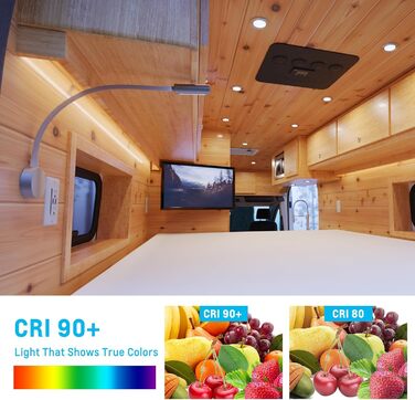 Світлодіодна лампа для кемпера Acegoo 12V/24V з USB зарядкою, червоним нічником, димуванням та гнучким кронштейном