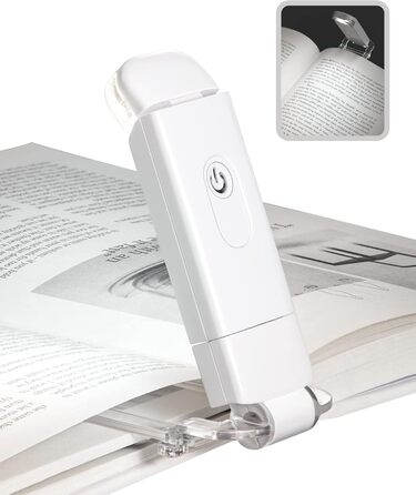 LED лампа для читання DEWENWILS на прищіпці, USB перезарядна, 2 рівні яскравості, біле світло, для дітей та книголюбів