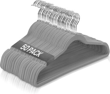 Вішалки для одягу Ediesi, 50 шт., сірі, з м'яким покриттям, для штанів, сорочок, спідниць, костюмів (без кріплення для краваток)
