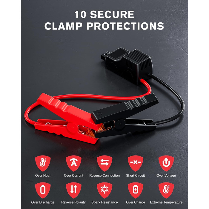 Повербанк Starthilfe Povasee 6000A UltraSafe для авто: пусковий пристрій, 12V, LED, 2 USB, до 10L бензину/8L дизеля